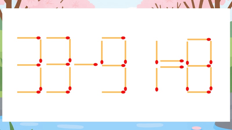 【マッチ棒クイズ】1本だけ動かして正しい式に：33-91=8？の画像