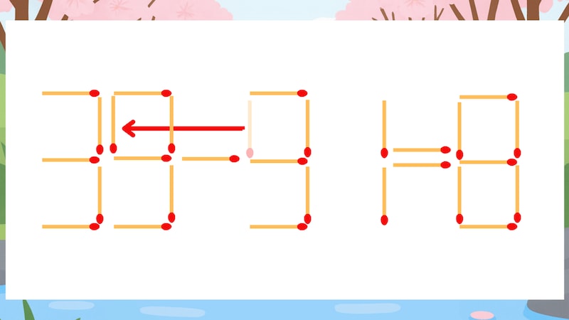 【マッチ棒クイズ】1本だけ動かして正しい式に：33-91=8？の正解画像