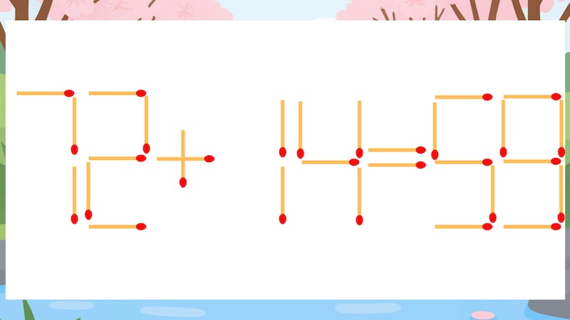 【マッチ棒クイズ】1本だけ動かして正しい式に:72+14=59?の画像