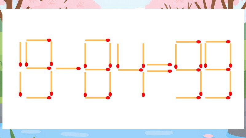 【マッチ棒クイズ】1本だけ動かして正しい式に:19-84=99?の画像