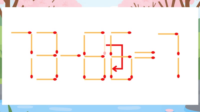 【マッチ棒クイズ】1本だけ動かして正しい式に:73-85=7?の正解画像