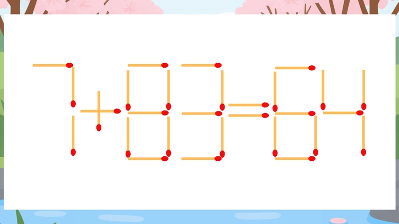 【マッチ棒クイズ】1本だけ動かして正しい式に:7+83=64?の画像