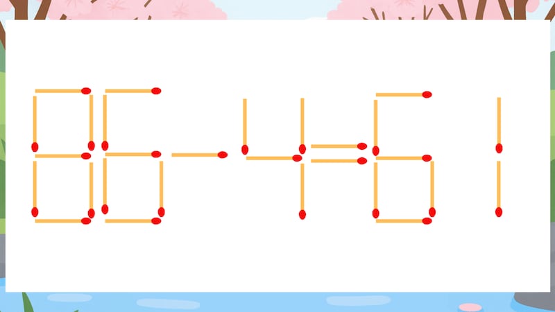 【マッチ棒クイズ】1本だけ動かして正しい式に：86-4=61？の画像