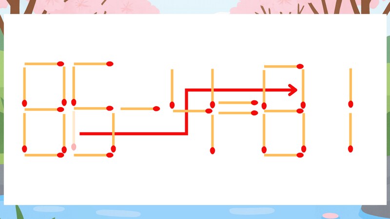 【マッチ棒クイズ】1本だけ動かして正しい式に：86-4=61？の正解画像