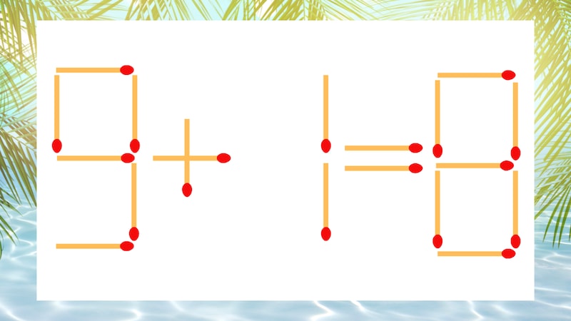 【マッチ棒クイズ】1本だけ動かして正しい式に:9+1=8?の画像
