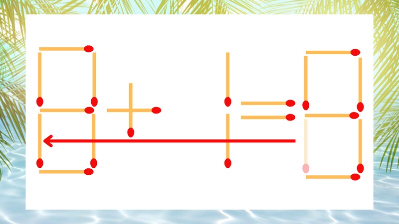 【マッチ棒クイズ】1本だけ動かして正しい式に:9+1=8?の正解画像