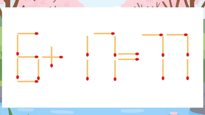 【マッチ棒クイズ】1本だけ動かして正しい式に：6+17=77？の画像