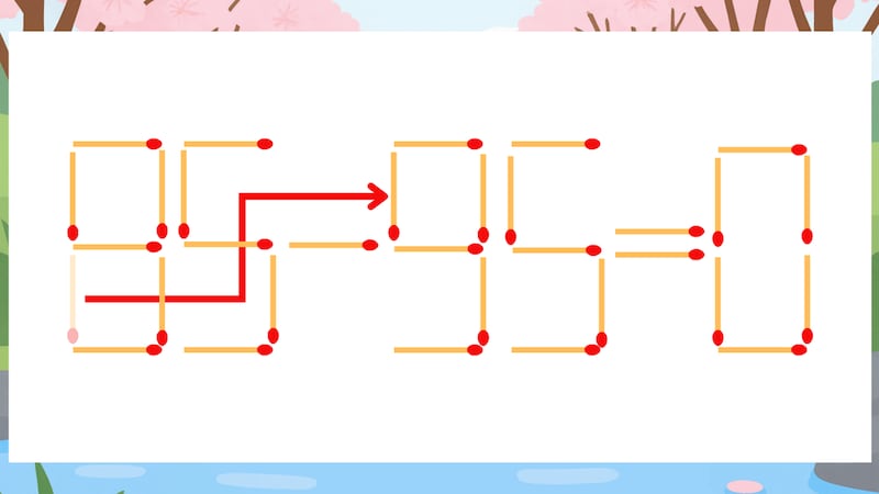 【マッチ棒クイズ】1本だけ動かして正しい式に:85-35=0?の正解画像