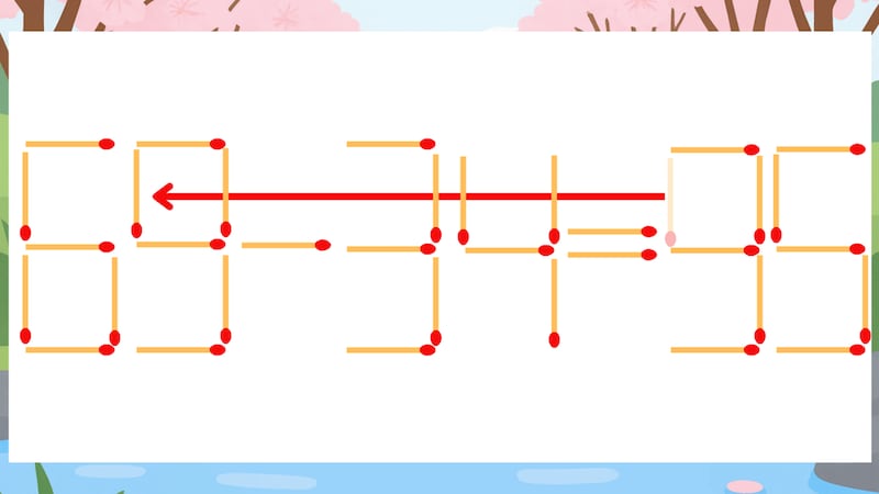 【マッチ棒クイズ】1本だけ動かして正しい式に:63-34=95?の正解画像
