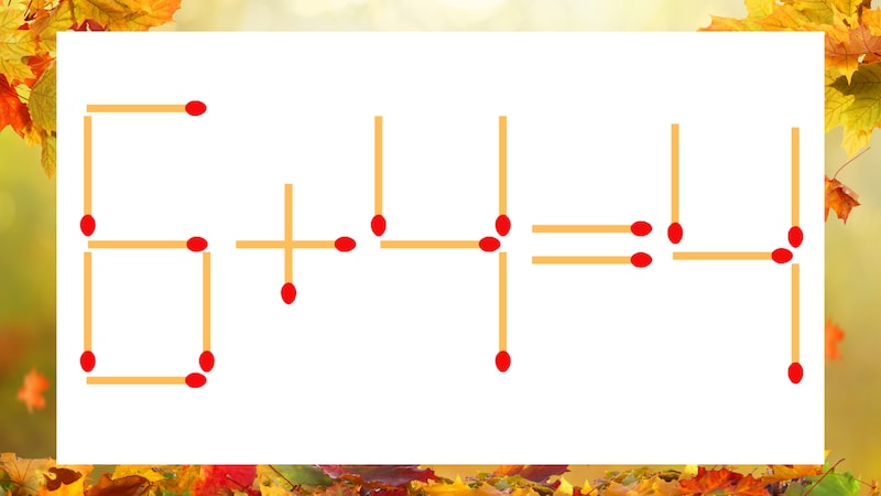 【マッチ棒クイズ】1本だけ動かして正しい式に：6＋4＝4？の画像