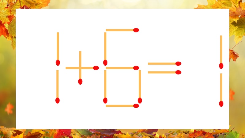 【マッチ棒クイズ】1本だけ動かして正しい式に：1＋6＝1？の画像