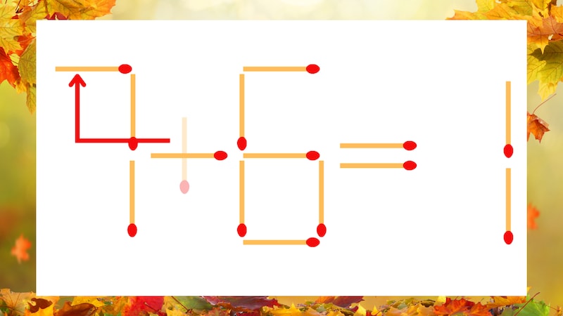 【マッチ棒クイズ】1本だけ動かして正しい式に：1＋6＝1？の正解画像
