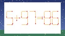 【マッチ棒クイズ】1本だけ動かして正しい式に：5+97=86？