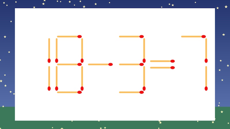 【マッチ棒クイズ】1本だけ動かして正しい式に：18-3=7？の画像