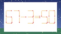 【マッチ棒クイズ】1本だけ動かして正しい式に：67-3=50？