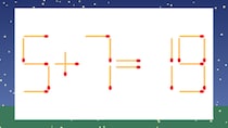 【マッチ棒クイズ】1本だけ動かして正しい式に：5+7=19？