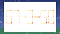 【マッチ棒クイズ】1本だけ動かして正しい式に：67-3=50？