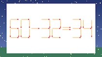 【マッチ棒クイズ】1本だけ動かして正しい式に：60-32=34？