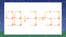 【マッチ棒クイズ】1本だけ動かして正しい式に：98+3=53？