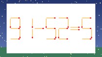 【マッチ棒クイズ】1本だけ動かして正しい式に：91-52=5？