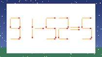 【マッチ棒クイズ】1本だけ動かして正しい式に：91-52=5？