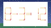 【マッチ棒クイズ】1本だけ動かして正しい式に：8-3=12？