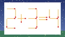【マッチ棒クイズ】1本だけ動かして正しい式に：2+3=4？
