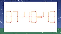 【マッチ棒クイズ】1本だけ動かして正しい式に：87-48=43？