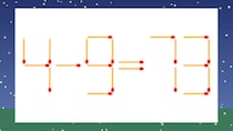【マッチ棒クイズ】1本だけ動かして正しい式に：4-9=73？
