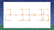 【マッチ棒クイズ】1本だけ動かして正しい式に：2-33=36？