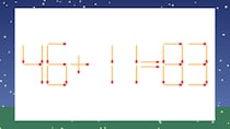 【マッチ棒クイズ】1本だけ動かして正しい式に：46+11=83？