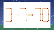 【マッチ棒クイズ】1本だけ動かして正しい式に：3-7=70？