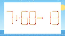 【マッチ棒クイズ】1本だけ動かして正しい式に：7+68=13？
