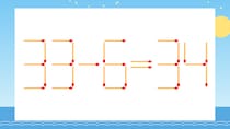 【マッチ棒クイズ】1本だけ動かして正しい式に：33-6=34？