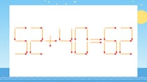 【マッチ棒クイズ】1本だけ動かして正しい式に：52+40=62？