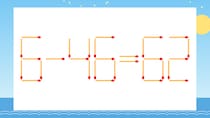 【マッチ棒クイズ】1本だけ動かして正しい式に：6-46=62？