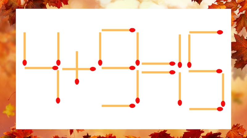 【マッチ棒クイズ】1本だけ動かして正しい式に:4+9=15?の画像
