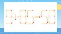 【マッチ棒クイズ】1本だけ動かして正しい式に：9+85=50？