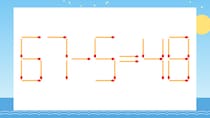 【マッチ棒クイズ】1本だけ動かして正しい式に：67-5=48？