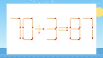 【マッチ棒クイズ】1本だけ動かして正しい式に：70+3=87？