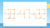 【マッチ棒クイズ】1本だけ動かして正しい式に：58-47=22？