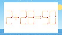 【マッチ棒クイズ】1本だけ動かして正しい式に：2+28=50？
