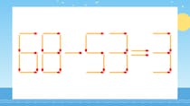【マッチ棒クイズ】1本だけ動かして正しい式に：68-53=3？