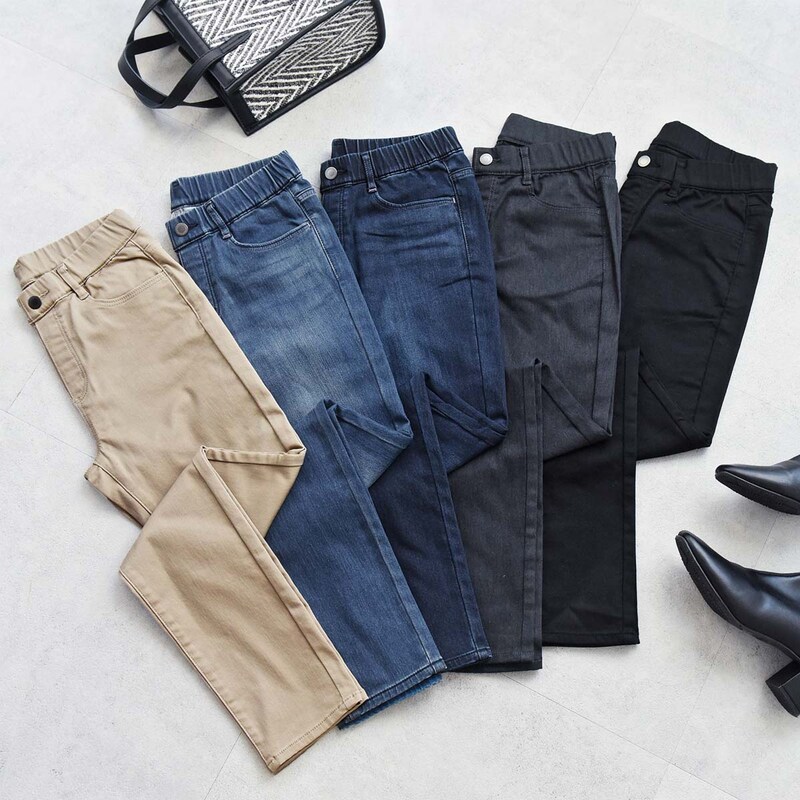 リピーターさん御用達、裏パウダー起毛の「あったかスリムパンツ」スタッフ3人の着用レポート