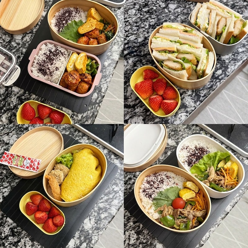 600mlの小判型、ゆったり詰められて食洗機も可能な「曲げわっぱ弁当」で、暑い季節も安全に美味しく