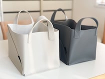 ごちゃごちゃした空間を心地よくリセット、bon momentの「本革見えするしっかり厚手 フェイクレザー 収納トート」