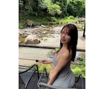 羽瀬レイナ、S字くびれがハッキリ！妖艶なキャミワンピ姿でオフを満喫