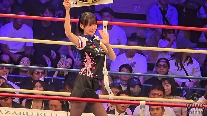 【動画】岡田紗佳、美しすぎるユニフォーム衣装でスペシャルラウンドガールとしてK-1に登場！