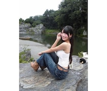 高月 華、シンプル可愛いデニムスタイルで秩父長瀞を満喫！