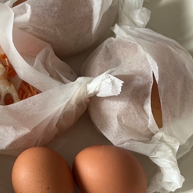 フライパン蒸しでベーグルと蒸し卵